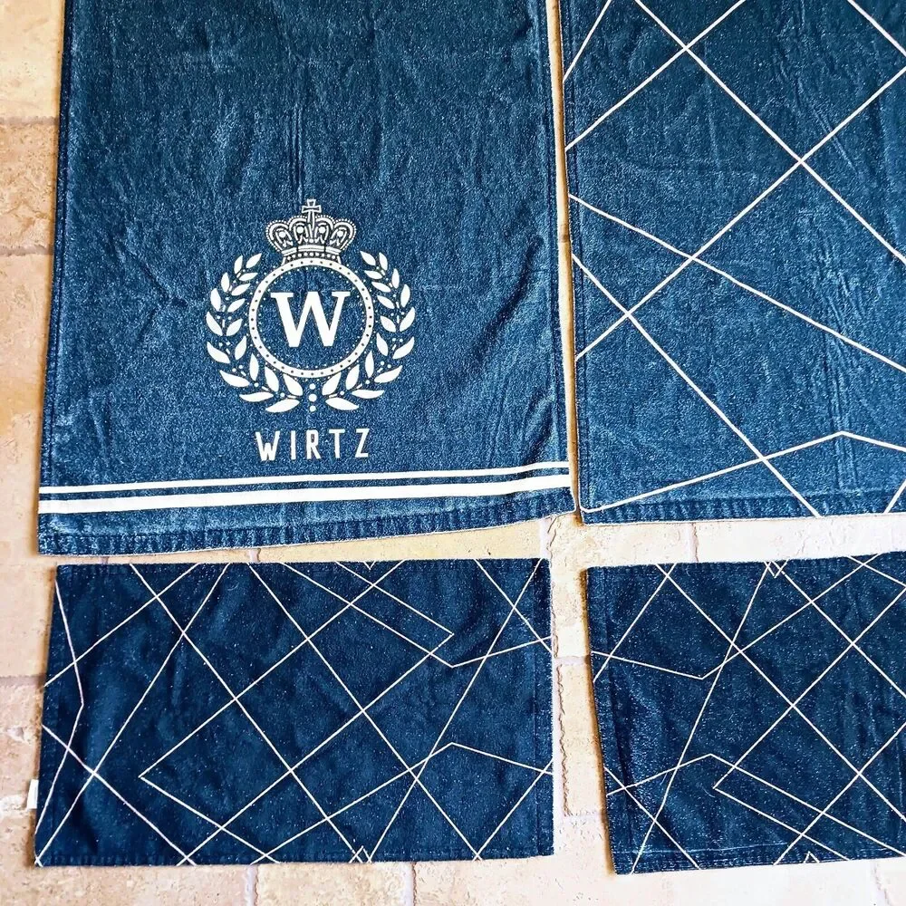 WIRTZ 7pc Spa Towels Luxury Large Bath Towels Set Navy Blue Masculine Sporty Set